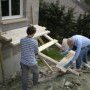 Échafaudage pour poser un volet